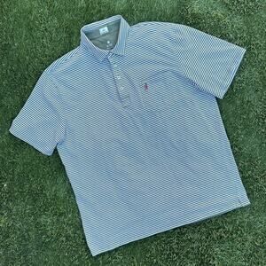 Johnnie-O Orginal 4 Button Hangin’ Out Pine Striped Short Sleeve Polo Shirt XL